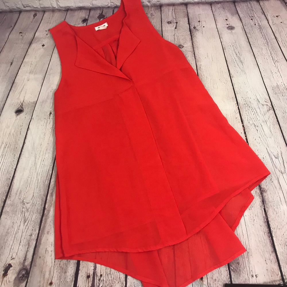 Love Richie Bright Red Hi-Lo Sleeveless M - Picture 1 of 5